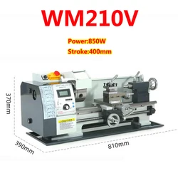 WM210V CNC Lathe 850W 400mm Stroke Semi-Automatic Metal Lathe Threading Making Mini CNC Machine Tool Stepless Speed Regulation