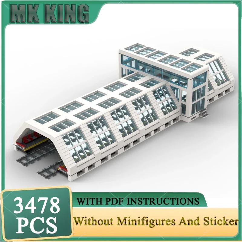

Moc Building Bricks Modern Train Station Technology Modular City Street View Model Blocks Gifts Christmas Toys DIY Sets Assembly