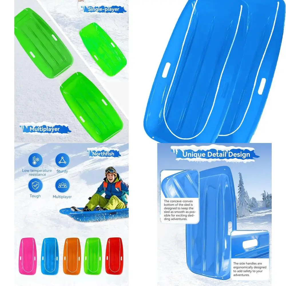 

Adult Snow Sled - Durable Plastic with Dual Pull Ropes and Grips for Exciting Winter Adventures