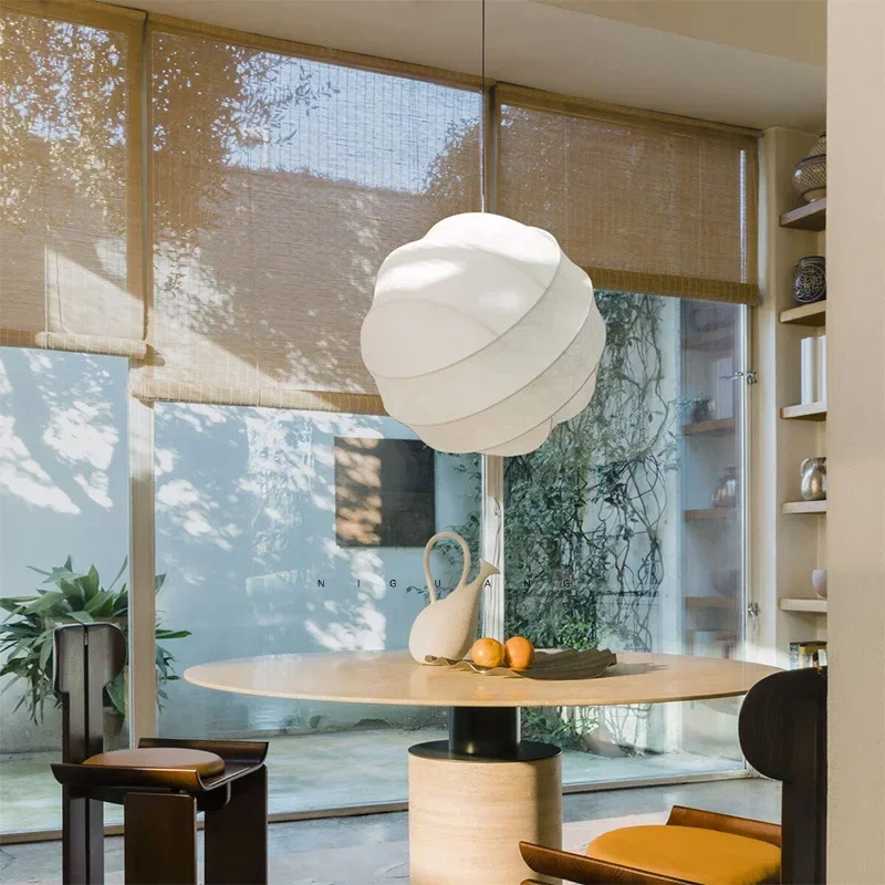 Wabi silkworm chandelier, Japanese living room lamp, bedroom lamp