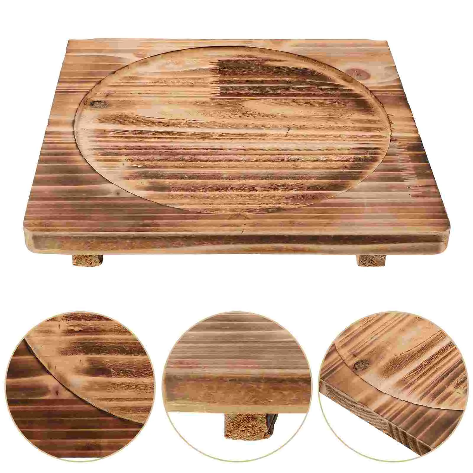 

Iron Plate Insulation Pad Wooden Heat Resistant Mat Roaster Pan Non-slip Kitchen Cooking Pot Tableware Charcoal Grill