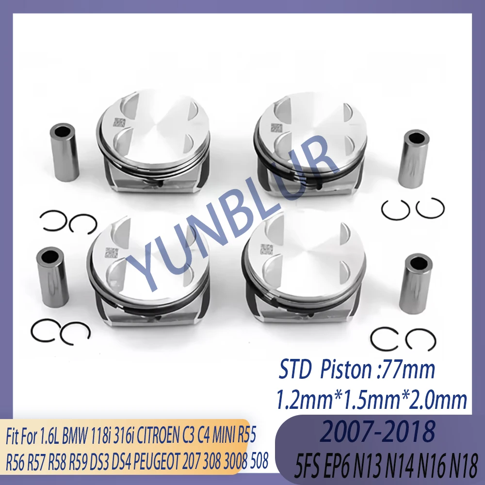 

STD Engine Piston & Ring Kit Fit 1.6 L 5FS EP6 N13 N14 N16 N18 Gas 07-18 For BMW 118i 316i CITROEN C3 C4 MINI PEUGEOT 308 508