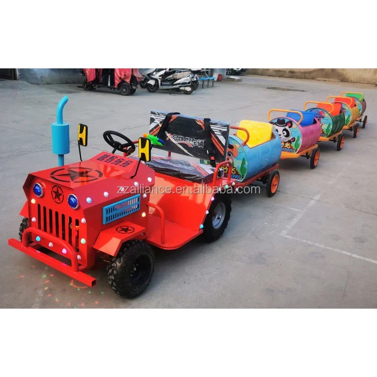 2026 Factory Price Oil Drum Children Battery Train Amusement Park Electric Train Rides on Battery Train Trackless for Sale