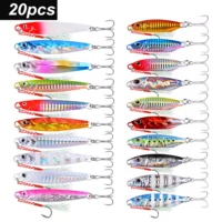 Juego de 20 señuelos de pesca de metal fundido de calidad japonesa, 20g-60g, para pesca de lubina en la orilla, señuelos artificiales para jigging.