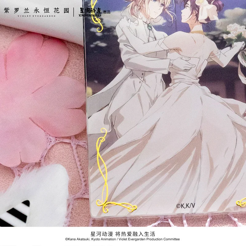Violet Evergarden Cattleya Baudelaire 꽃 흉터 웨딩 드레스 시리즈 중국 공식 승인 아크릴 스탠딩 벽돌