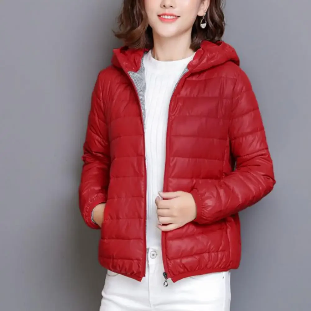 2025 automne hiver solide femmes manteau rembourré à capuche épais chaud lisse coupe ajustée fermeture à glissière dame manteau veste