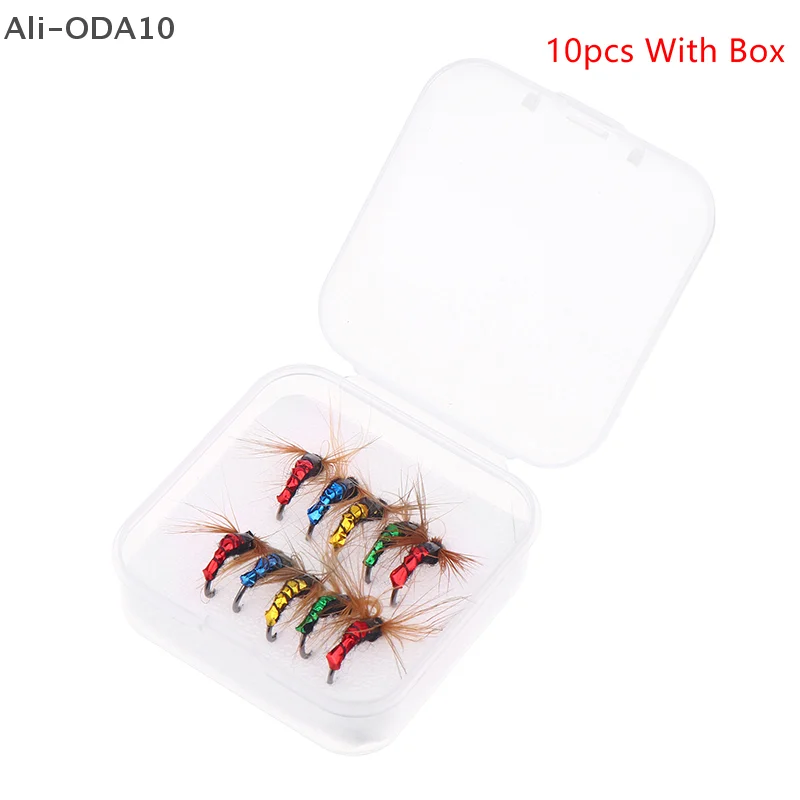 

(YY)10Pcs/5Pcs 2025 New Artificial Insect Fishing Bait Fast Sinking Brass Bead Head Scud Fly Worm Trout Fishing Lure Fish Tool