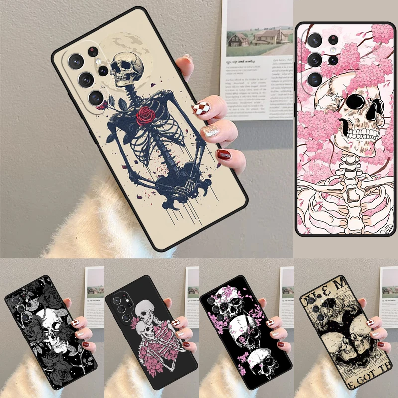 Skeleton Bones phone case Cover For Samsung Galaxy S24 Ultra S21 S22 Ultra S8 S9 S10E Note 10 Plus Note 20 FE S23