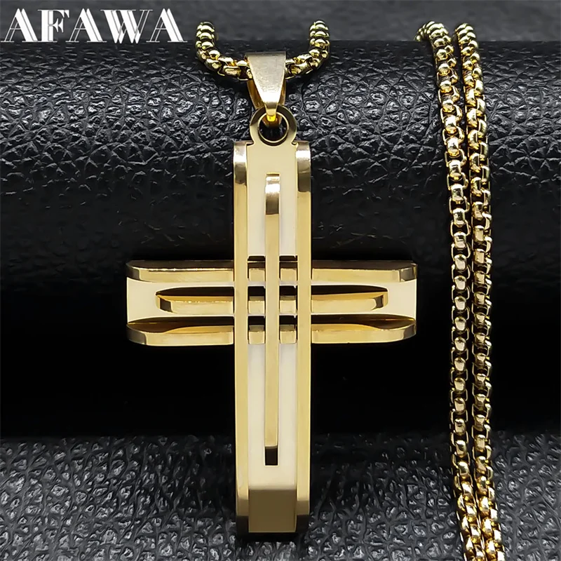 

Jesus Christ Cross Chain Necklaces for Men Women Stainless Steel Gold Color Chain Necklace Jewelry collar acero inoxidable N2356