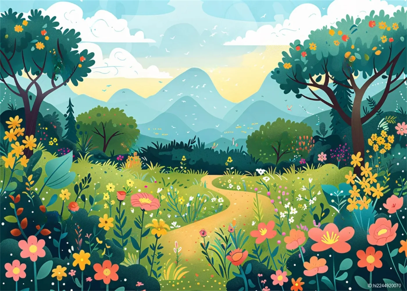 Customized wallpaper photos Southeast Asian plants birds forest murals cartoons children's forest flowers decorative paintings