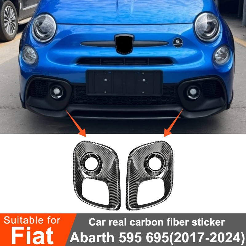 For Fiat Abarth 595 695 2017-2024 Car Front Bumper Fog Light Carbon Fiber Decorative Cover Sticker Car Modification Accessories