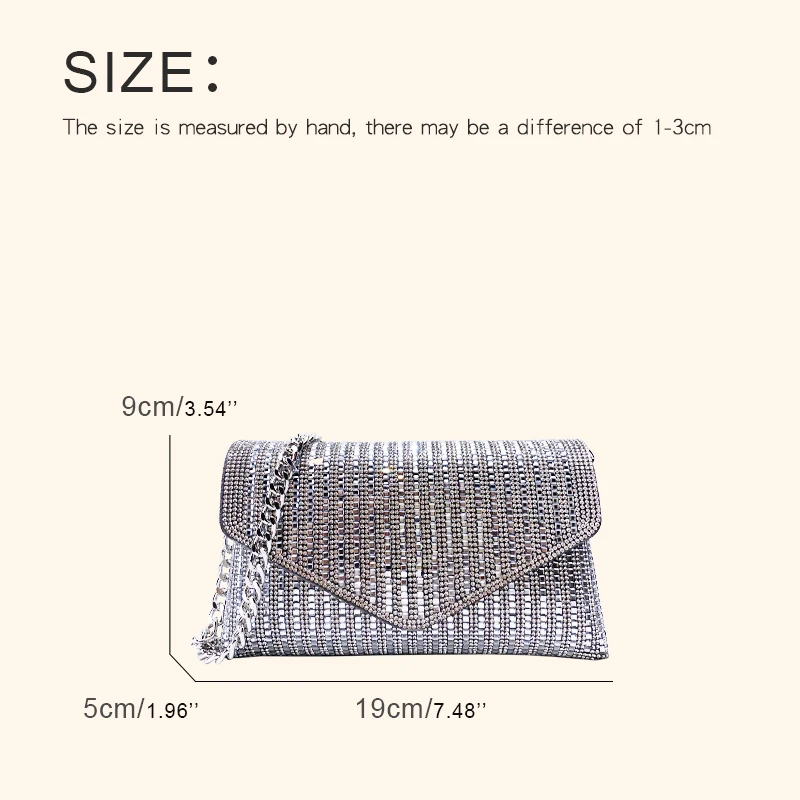 Ladies Evening Bags For Women Luxury Designer Handbag Purses 2024 New In PC Shining Inlaid Imitation Diamond Mini Chain Shoulder