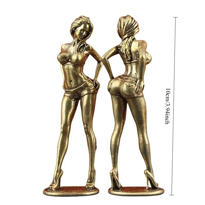 Solid Copper Beautiful Woman Ornament Sexy Bikini Beauty Figurine Girl Model Collectible Statue Gifts For Man Brothers