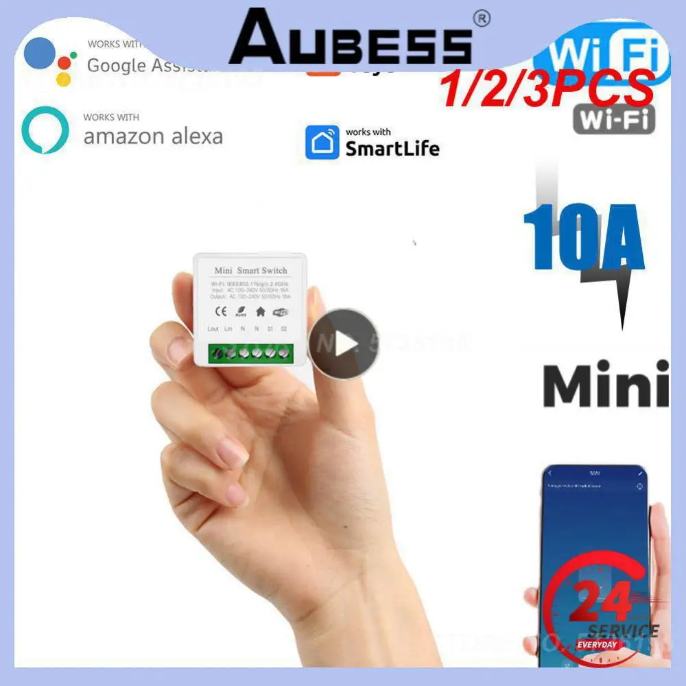 1/2/3PCS Tuya Alice Wifi Mini Smart Switch 16A 2Way Mini Smart Life Switch Home Gadgets Via Alexa Home Assistant Voice