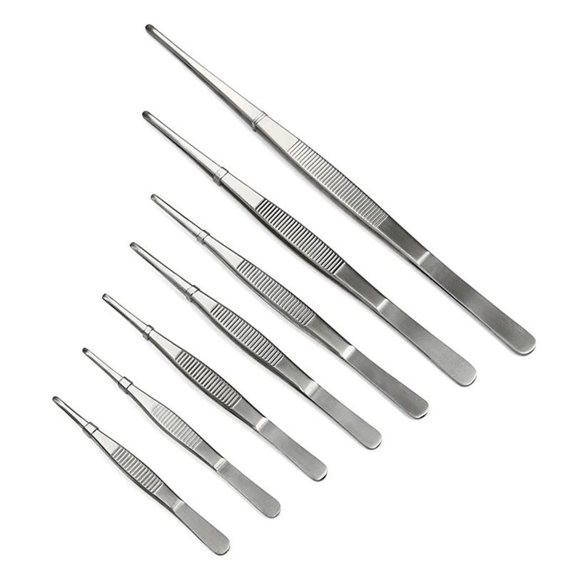 Stainless Non-slip Elbow Eyelash Straight Round Tweezers Aquarium Jewelry Clamp Medical Ear Wax Removal Forceps Pet Feeding Tool