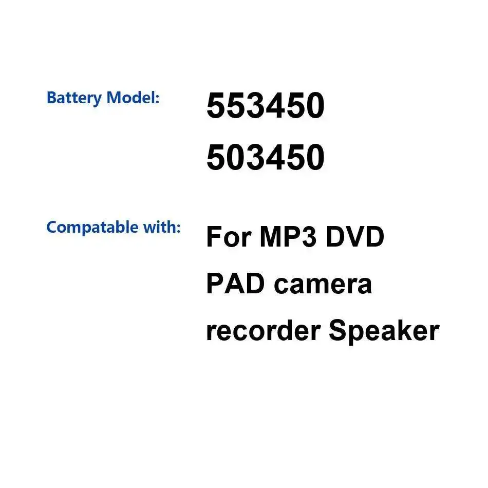 553450 503450 Fit For MP3 Dvd Pad Camera Recorder Speaker Stable Mp3 Mp4 Battery 1000mAh High-Efficiency