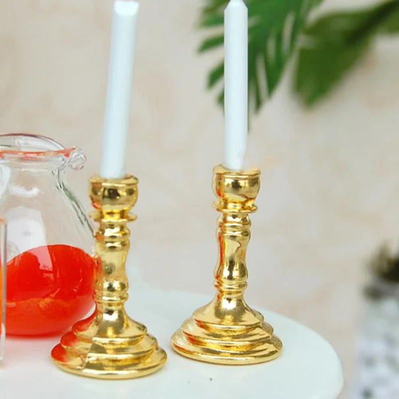 1:12 Retro Kerosene Lamp Miniature Glass Candlesticks Candelabra Dollhouse Toy Pretend Play Accessories