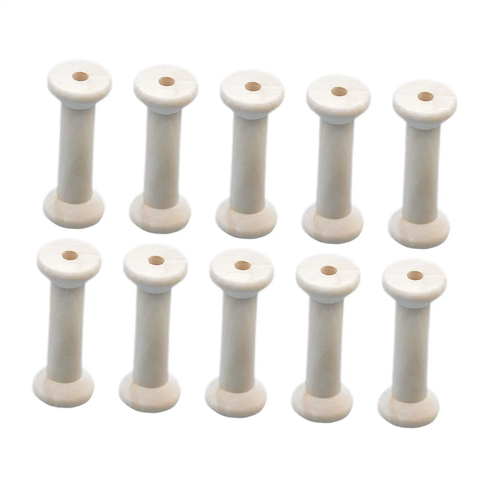 10x Unfinished Wooden Spools Winding Spools Sewing Thread Storage for Embroidery Thread Knitting Accessory Home Chain Yarn