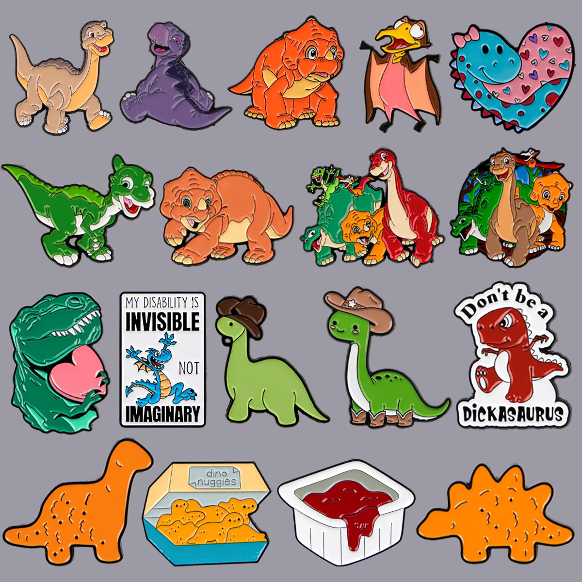 Cartoon Dinosaur Enamel Pin Funny Anime Movie Brooches Woman Men Backpack Accessories Bags Badge Consume Lapel Jewelry Gifts