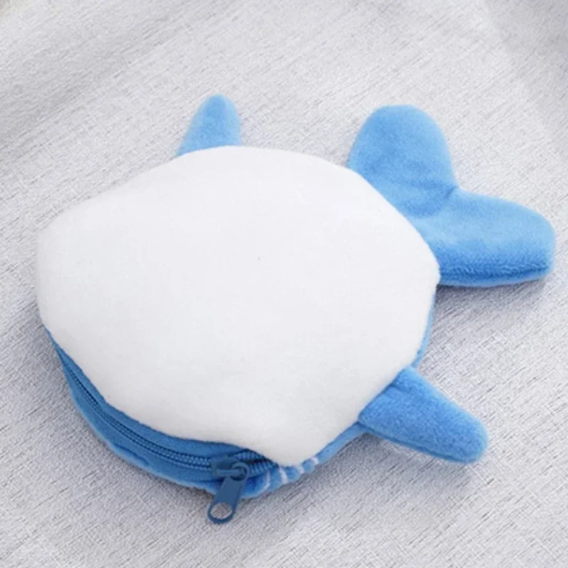 Plush Grey Small Whales Coin Purse Cute Zipper Women's Coin Wallet Shark Shape Girls Earphone Money Storage Bag Key Bag Purse