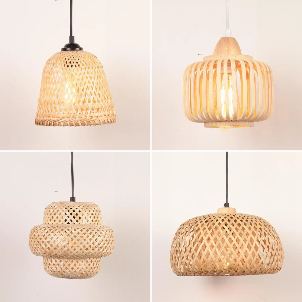 

Classical Bamboo Weaving Ceiling Chandelier Pendant Lamp Handmade LED E27 Hanging Light Fixtures Rattan Woven Home Bedroom Decor