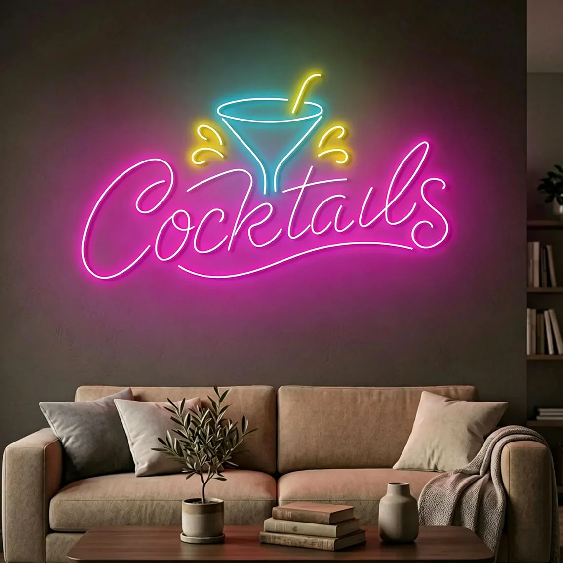 Cocktail Neon Sign, Bar Lounge Decor, Pub or Man Cave Decor, Cocktail Wall Art, Bar Sign, Unique Gift For Dad/Him/Bartender image 8