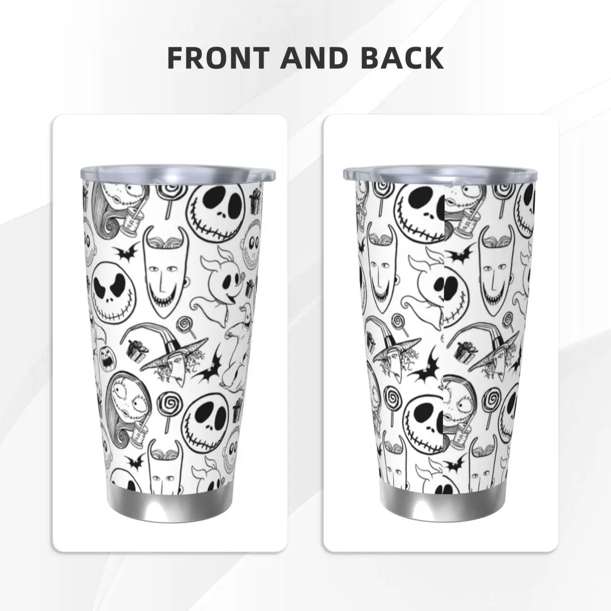 Nightmare Before Christmas Stainless Steel Tumbler Vacuum Insulated Mugs Thermal Cold Bottle Straw With Lid 20oz