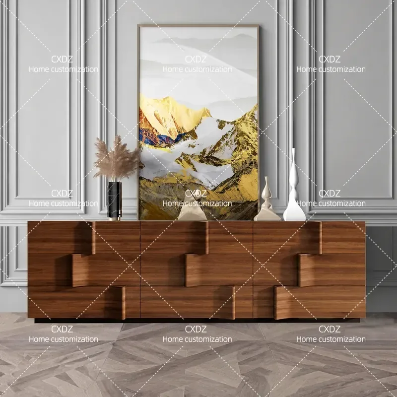 Minimalist Solid Wood Dining Side Cabinet Living Room Tea Storage Creative Sofa Side Table Nordic Entryway Partition Shelf