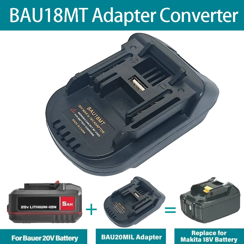 

BAU18MT Battery Adapter Converter For Bauer 20V Hyper Max Lithium Batteries Compatible with For Makita 18V Cordless Power Tools