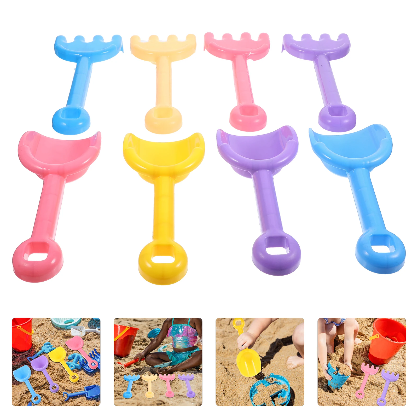Outils de piscine de sable pour enfants, jouet de jardin, jouets d'extérieur, accessoires de pelle de plage, pelle en plastique, jardinage, râteau pour bébé, 8 pièces