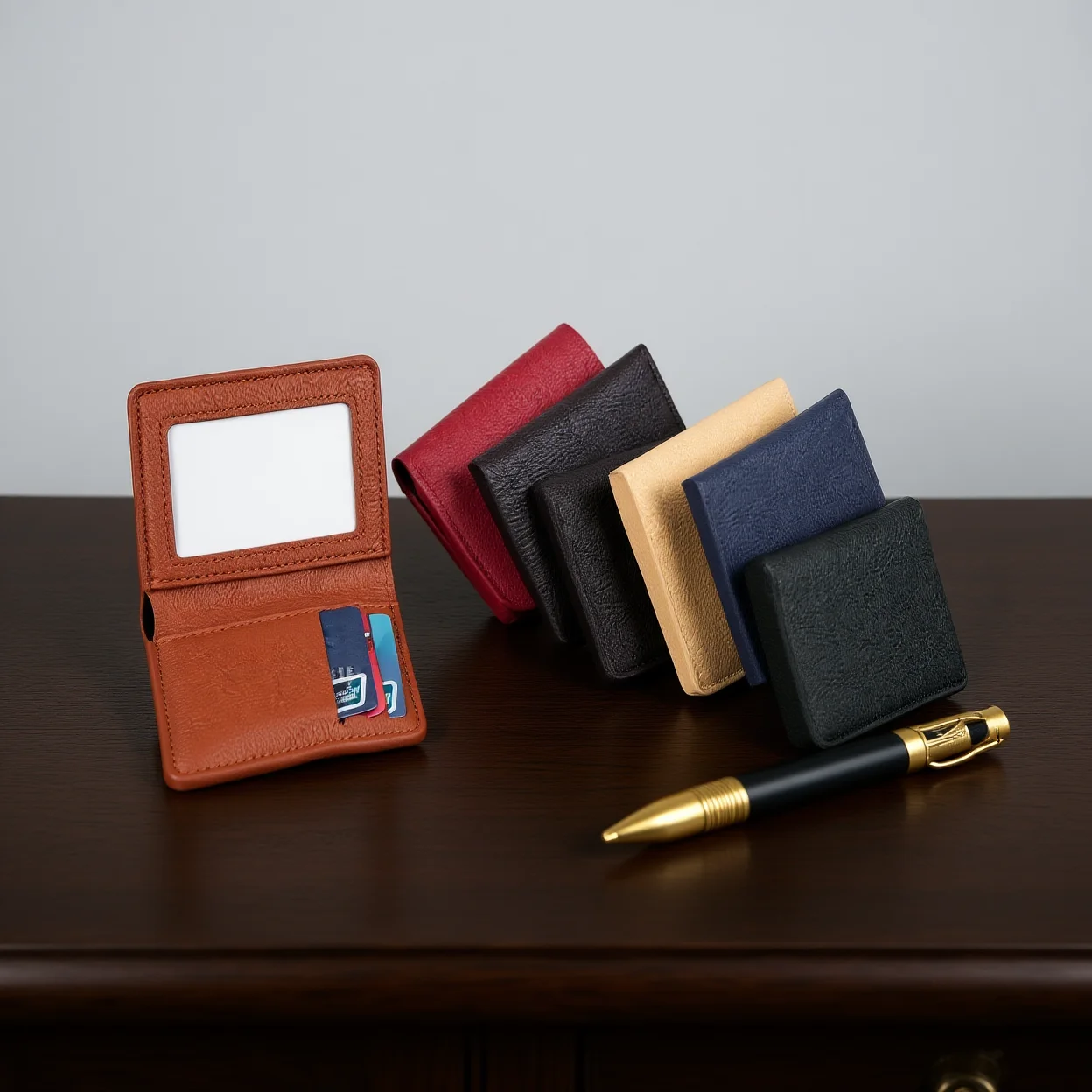 Unisex Business Wallet Street Trendy Litchi Leather Wallet Credit Card Holder Portable Id Window Wallet For Office Commuting