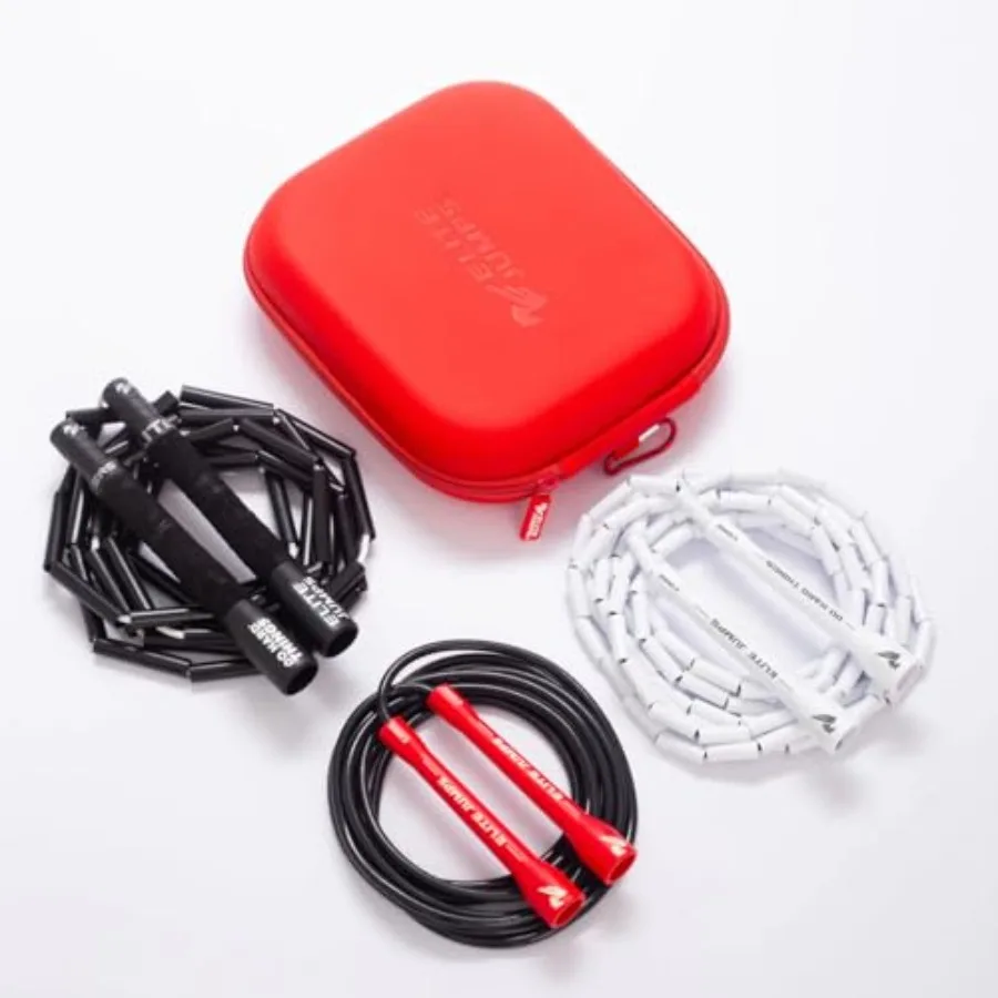 

Elite Jumps Beginner Progression Bundle 3 Weighted Jump Ropes with Storage Case for Beginners Intermediates Advanced Users Stro