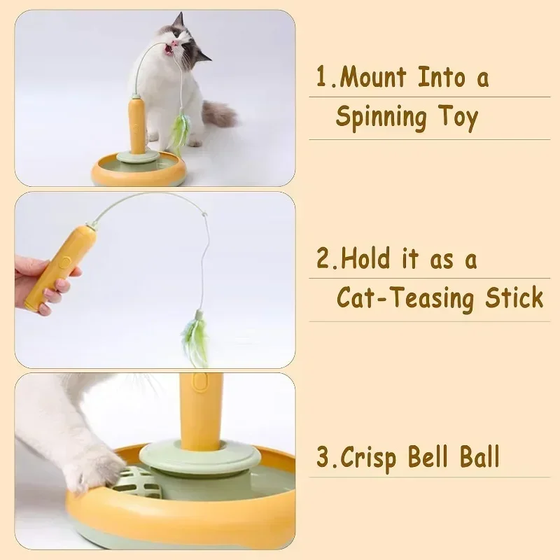 Interactive Cat Toy for Indoor Cats, Ultra Fun Smart Interactive Kitten Toy, Automatic Pet Feather Exercise Toys 360° Rotating