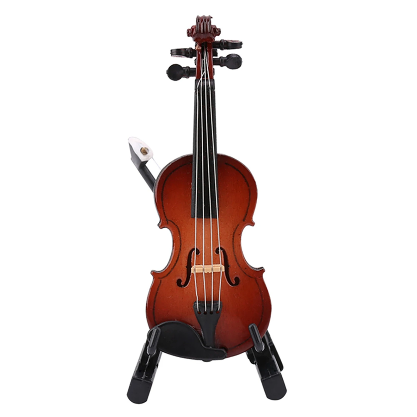 8cm Miniature Wooden Violin Model with Stand Case Mini Musical Instrument Decor Gift for Graduation Ceremony Birthday