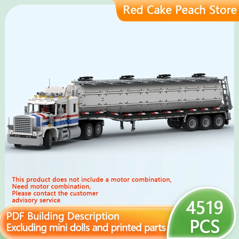 

City Car Model MOC Building Bricks Tank Semi-Trailer For Highway Rig Modular Technology Children Holiday Gifts Assemble Toy Suit