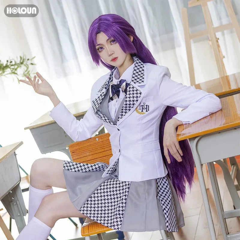 

HOLOUN Blue Lock Anime Reo Mikage Cosplay Costume Wig School Uniform Embroidery Suit Skirt Shirt Vest Tie Rose Net Synthetic
