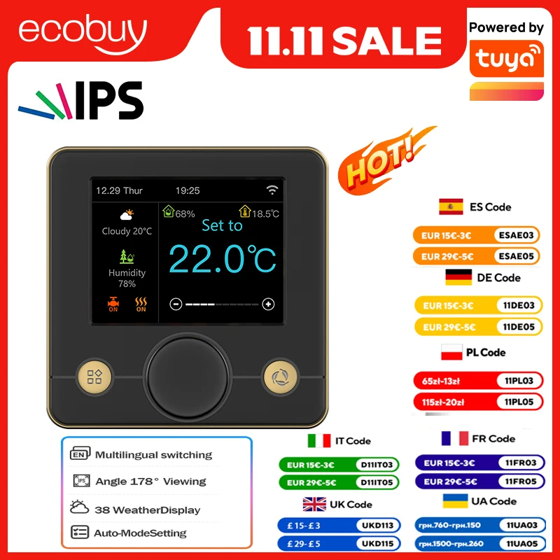 

Smart Tuya Room Wifi Thermostat Underfloor Heating Programmable Digital Temperature Controller Alexa Google Home Smartlife