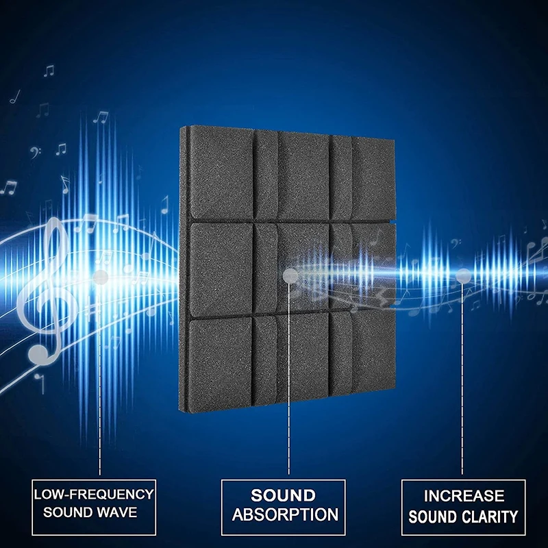 12 Pcs Acoustic Panels,Acoustic Foam Panels,Studio Wedge Tiles,Sound-Absorbing Pyramid 3 Square Block Design,5X30X30 Cm