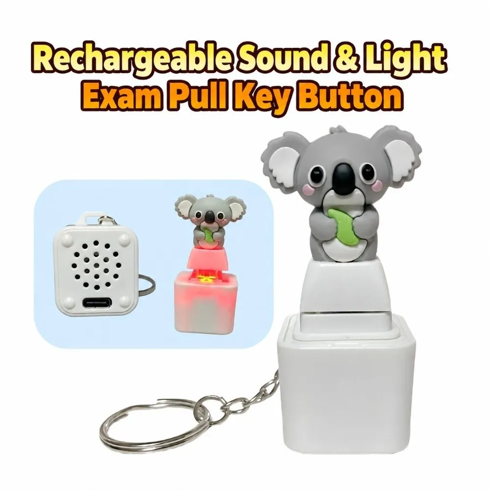 Screaming Seal Fidget Button Keychain Koala Rechargeable Keyboard Fidget Toys Light Up Sound Clicky Animal Keycap