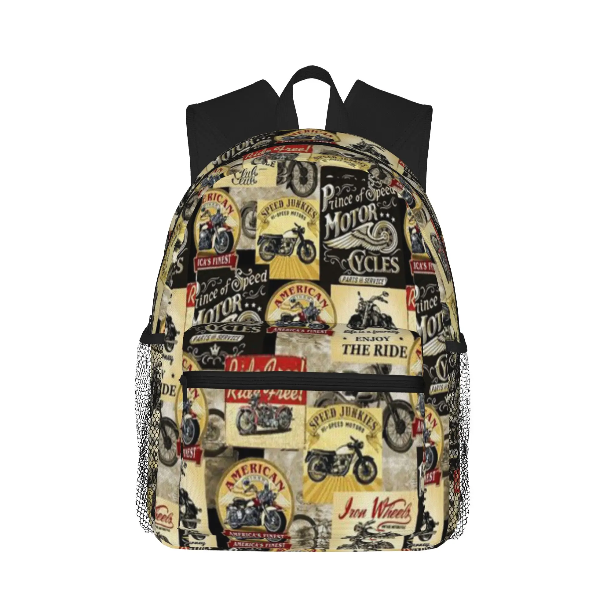 Motorcycle Fabric patterns  Casual Backpack for Students and Adults Female bags