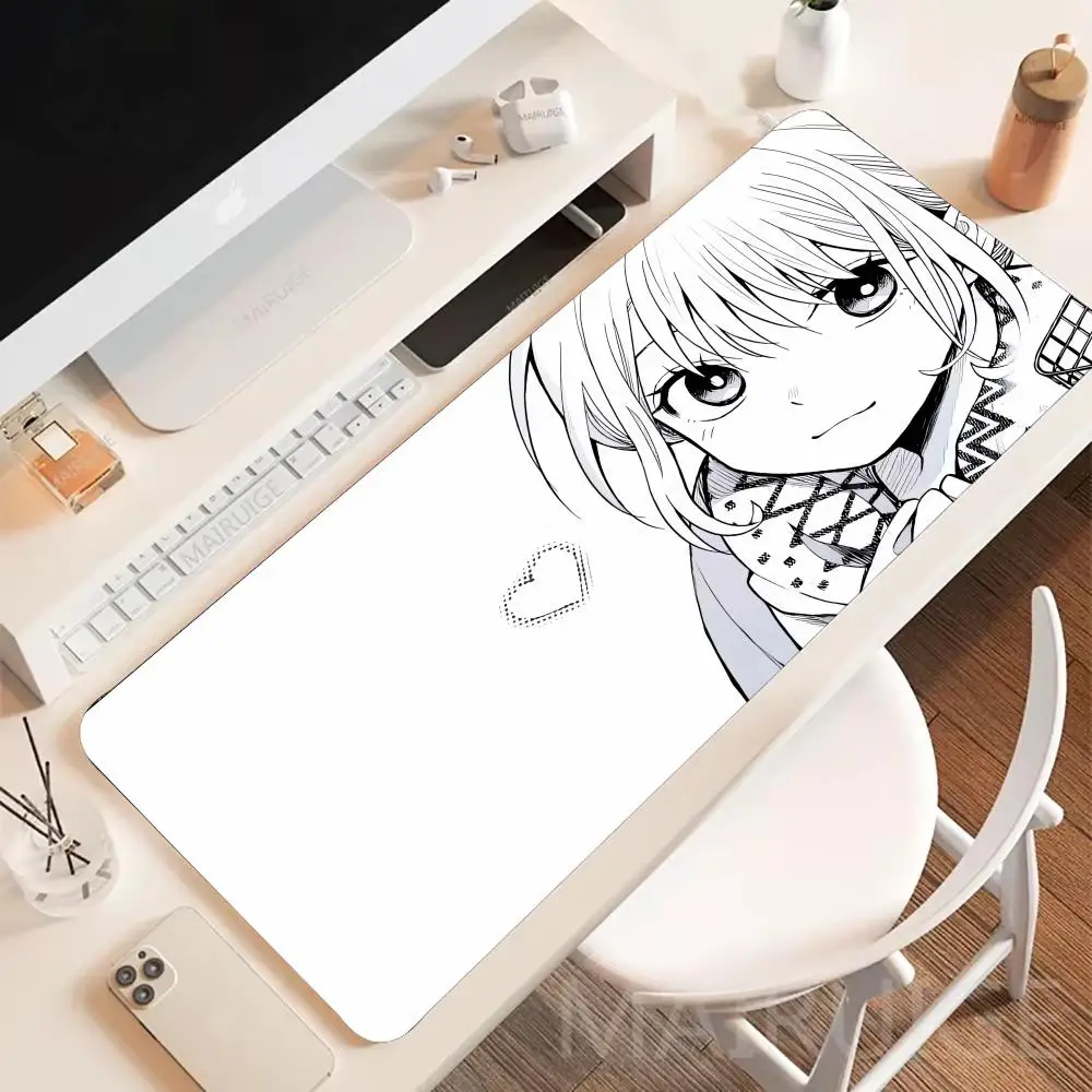 

Черно-белый коврик для мыши в стиле аниме для девочек, большие удлиненные коврики, игровые коврики для мыши, нескользящий коврик для ноутбука, планшета, мини-компьютерный игровой коврик, игровой коврик