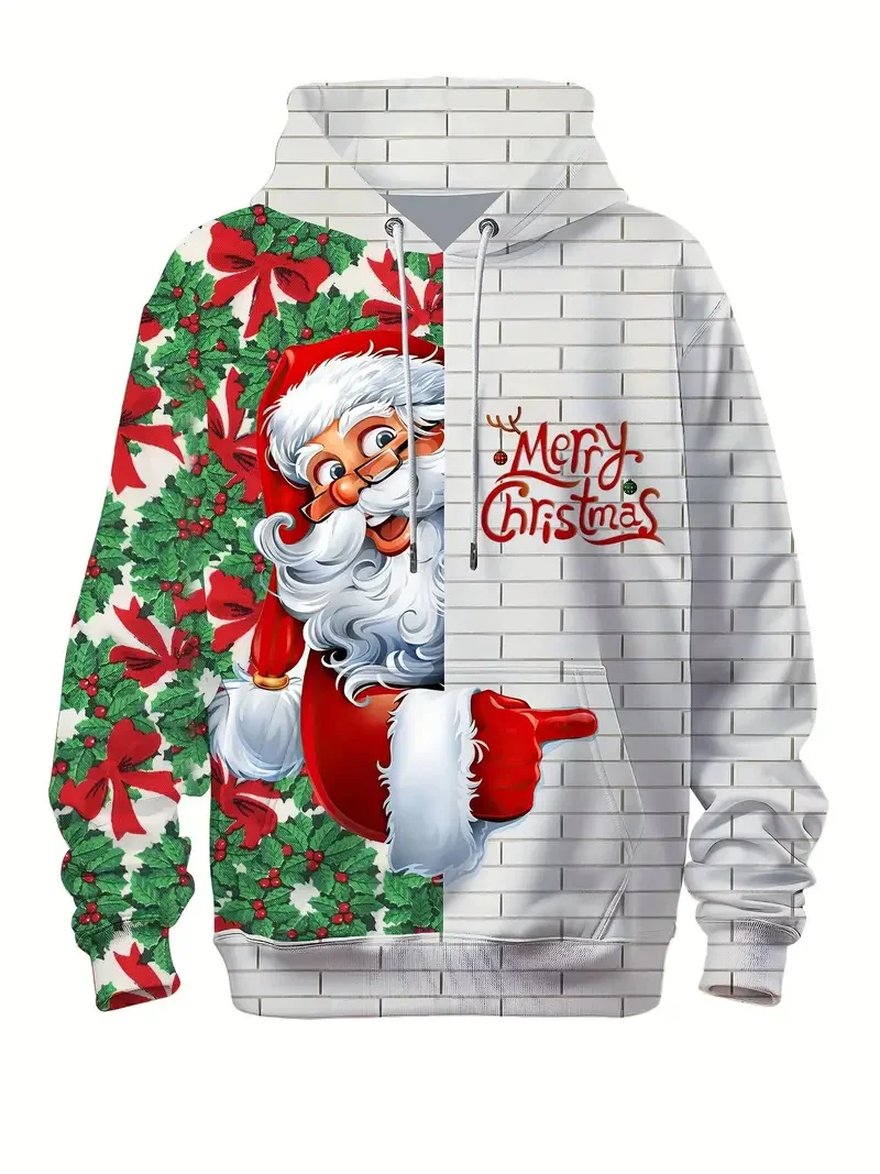 

Men's Women's Merry Christmas Theme Hoodies 3D Print Santa Claus Graphic Long Sleeve Hooded Sweatshirt Fashion Creative Clothing