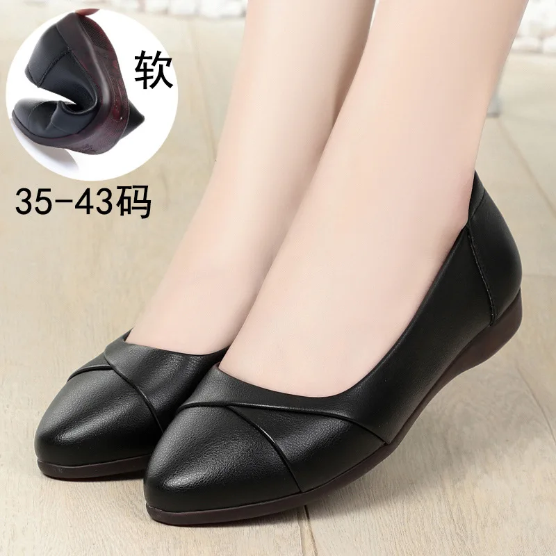 

CINESSD 2023 Autumn New women Flat shoes Genuine Leather Comfortable bottom Big Size 41 42 43 Casual Loafers Mother Shoes