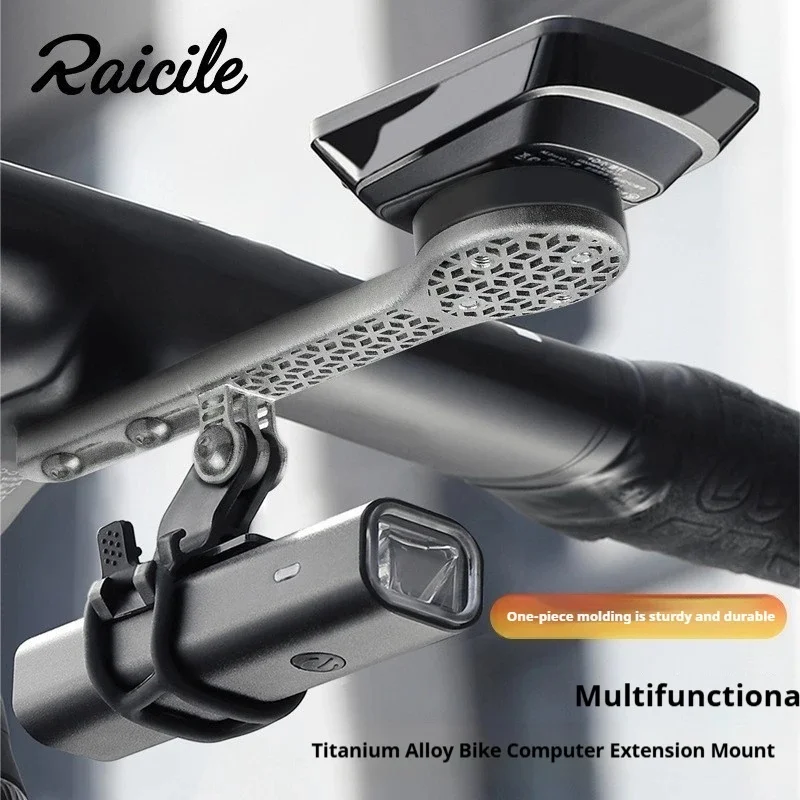 RIRO Titanium Alloy Bike Computer Mount, 3D Printed Full Hollow Out Front Stem Bracket for MTB & Road Bikes