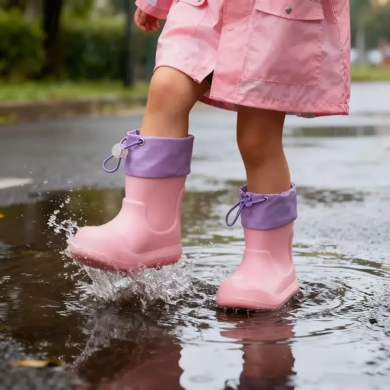 

Color Kids Pure Rain Boots New Eva Waterproof Korean Style Kindergarten Children Baby Lightweight Water Shoes Cute Kawaii New