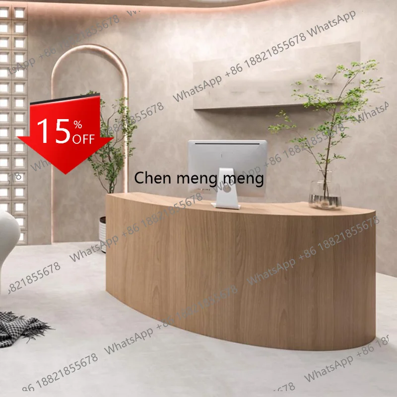 A139 Wood Curved Reception Desks Minimalist Aesthetic Best Industrial Reception Desks Drawer Salon Comptoire Accueil Trendy Furn