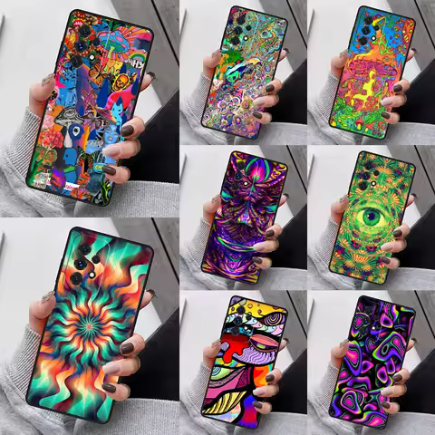 Colourful Psychedelic Trippy Art Phone Case For Samsung Galaxy S23 S21 S20 FE S24 S22 Ultra Note20 S10 S9 Plus A40 A52 A13 A53