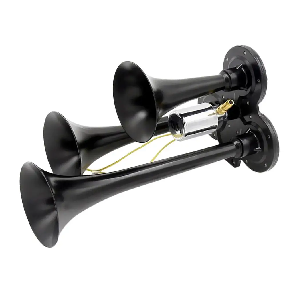 

Электрический пневматический гудок-труба 12В для автомобиля, тройной, высокой громкости, для внедорожников, грузовиков, фургонов, лодок, прочный, простая установка
