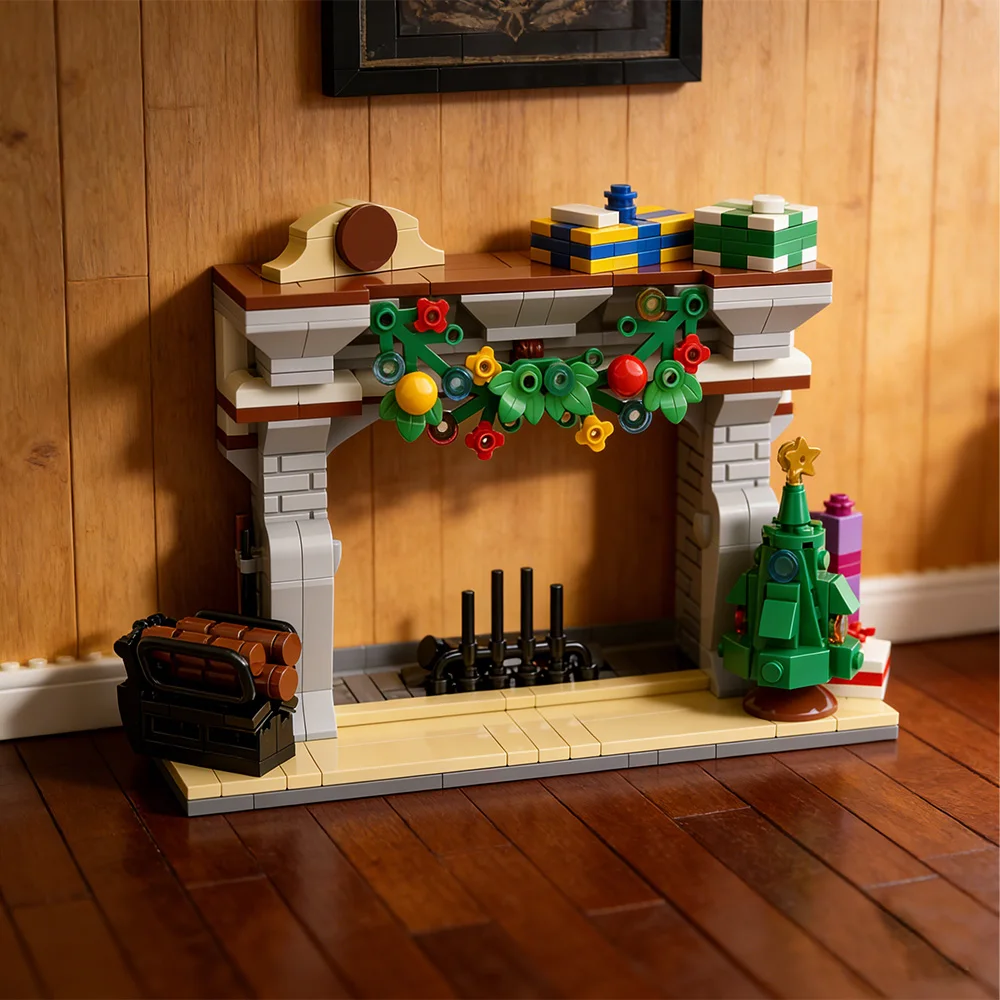

Gobricks MOC Fireplace Smartphone Holder Bricks Model Fireplace Smartphone Holder Building Blocks Assembly Toys Kids DIY Gifts