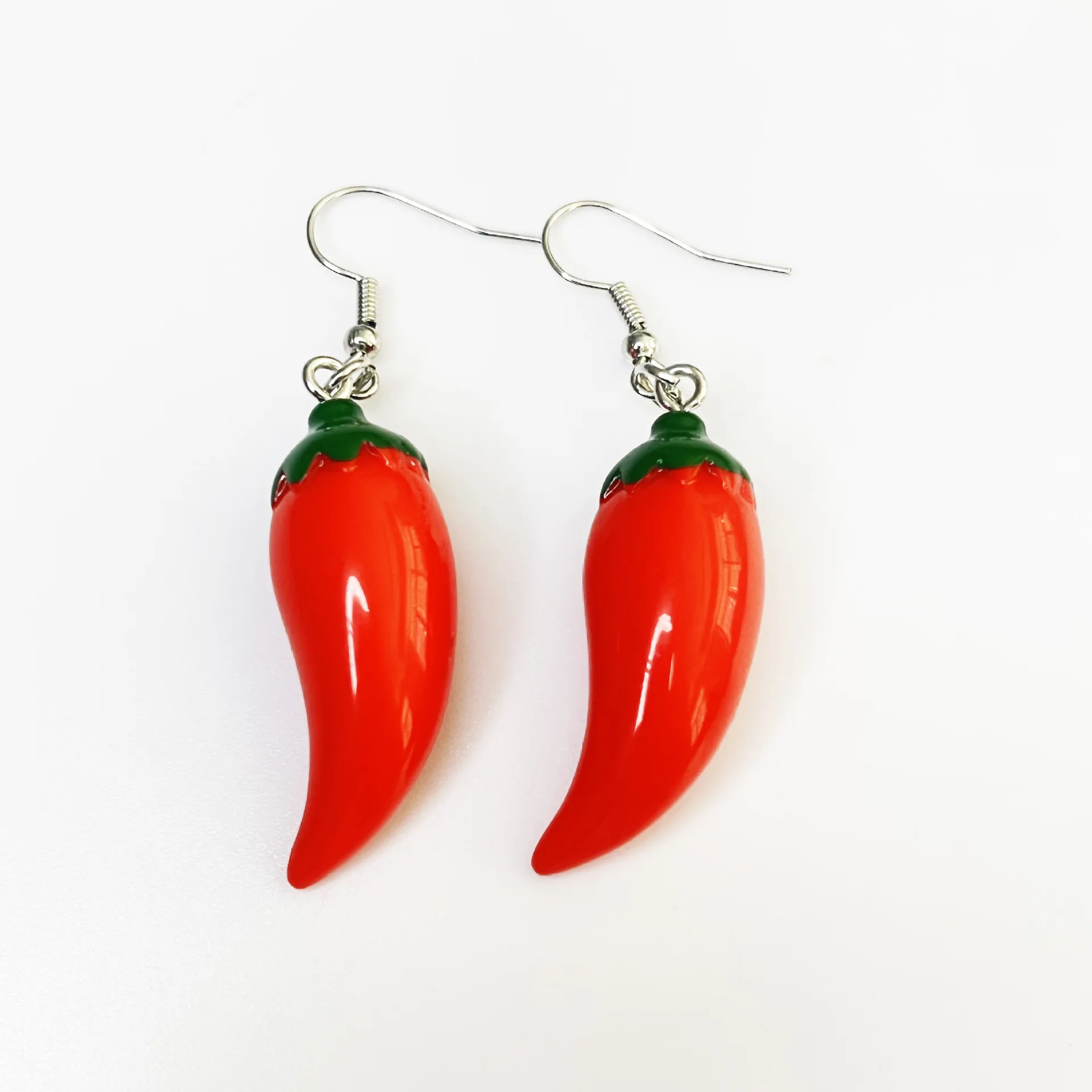 Personalized red pepper earrings resin ear hooks 3D simulation small pepper earrings